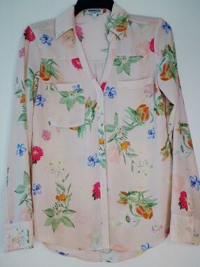 Express Slim Fit Floral Portofino Shirt - Peach